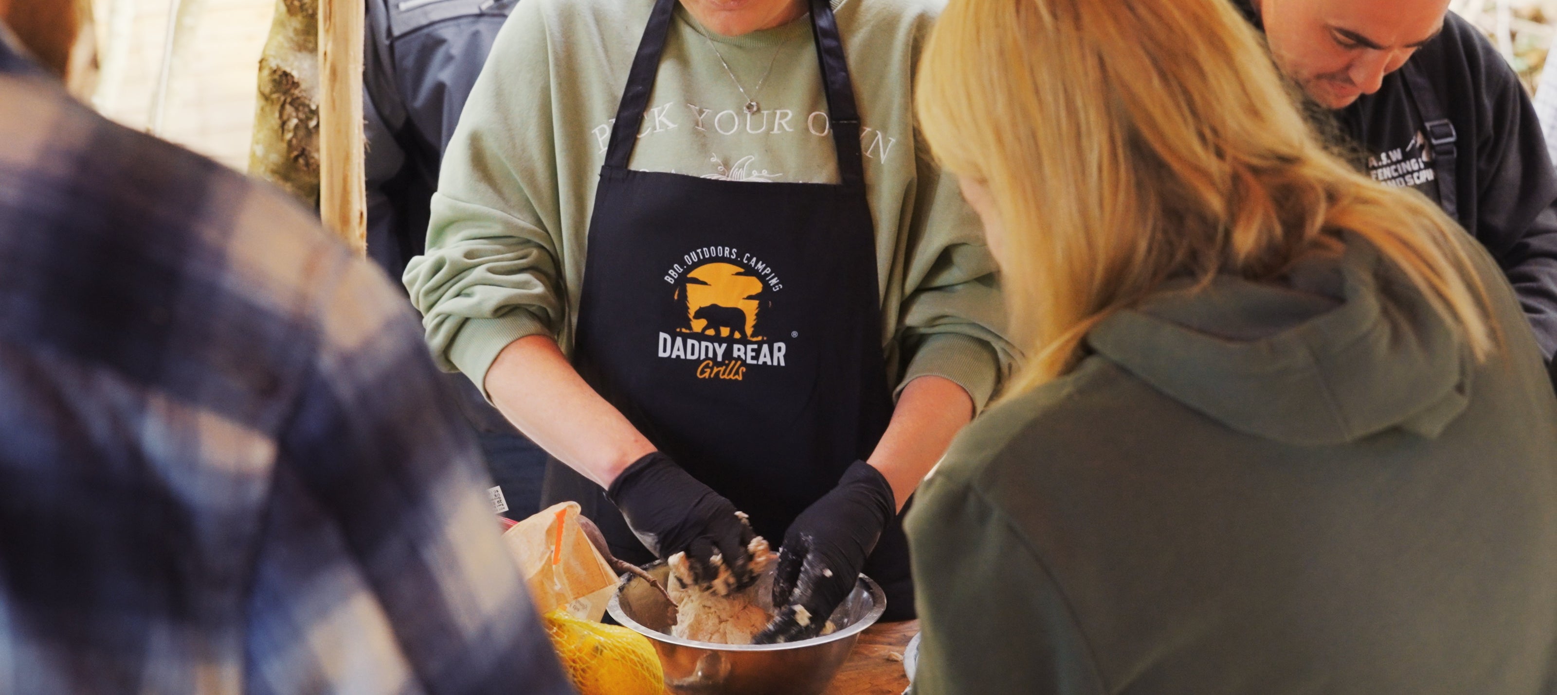 Person mixing dough in bowl