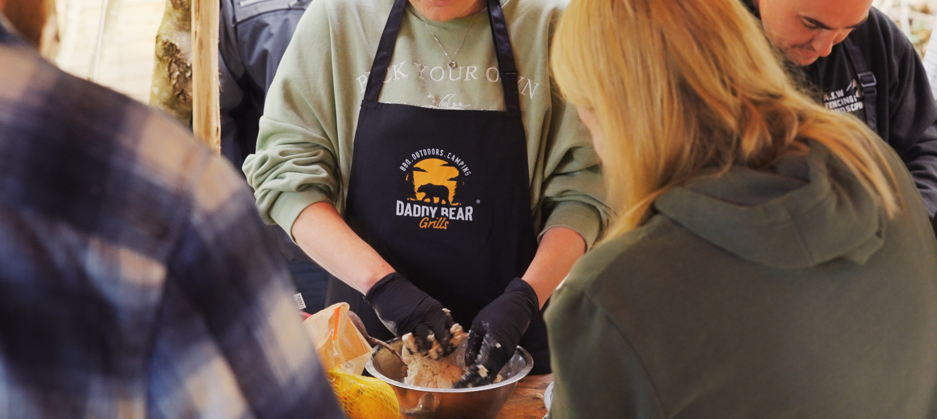 Person mixing dough in bowl