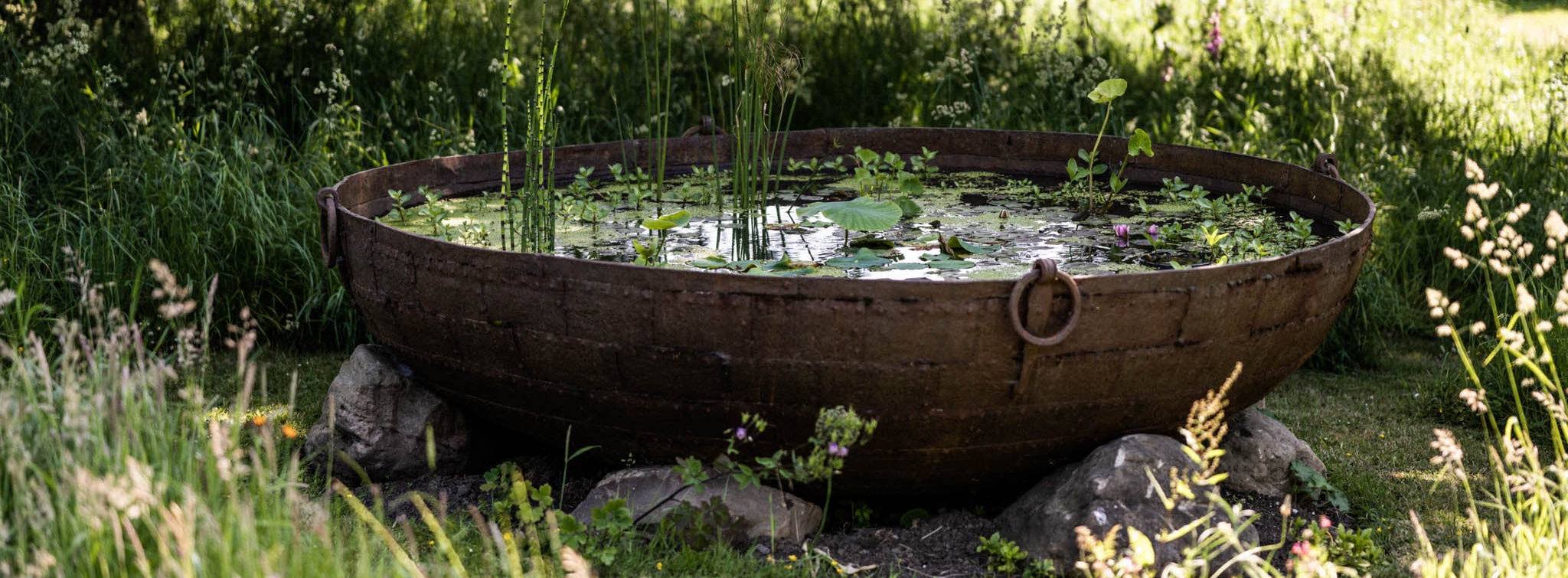 Kadai firebowl in a grassy outdoor setting